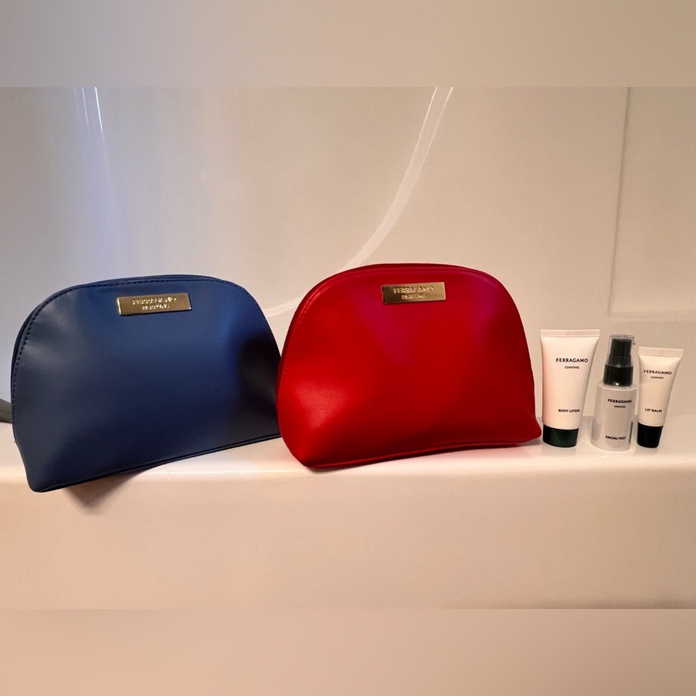 2- Salvatore Ferragamo Cosmetic Bags Red and Blue